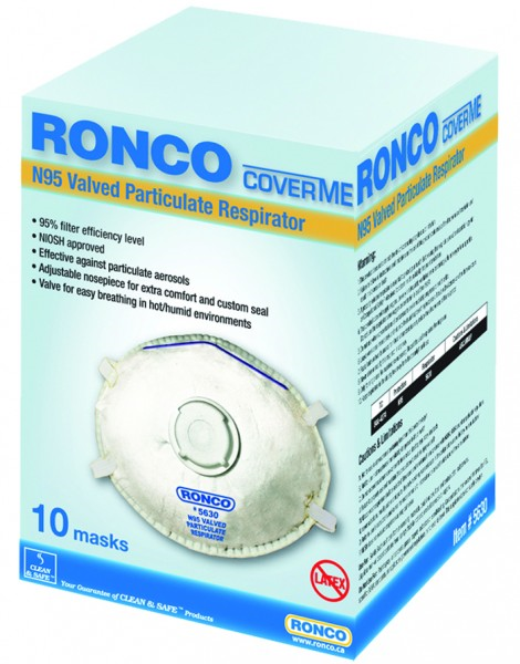 ronco n95 mask particulate respirator 20 masks/box ronco n95 mask particulate respirator 20 masks/box